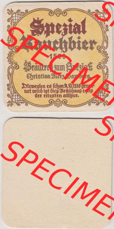 Bierdeckel Brauerei Spezial Christian Merz, Bamberg 1536, Spezial Rauchbier (3). Deutscher Katalog über deutsche Bierdeckel Spezial Christian Merz aus Bundesland Bayern... Sammlung