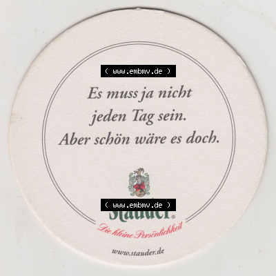 Bierdeckel Stauder Premium Pils, Es muss ja nicht jeden Tag sein. Aber schön wäre es doch (2). Deutscher Katalog über deutsche... Sammlung