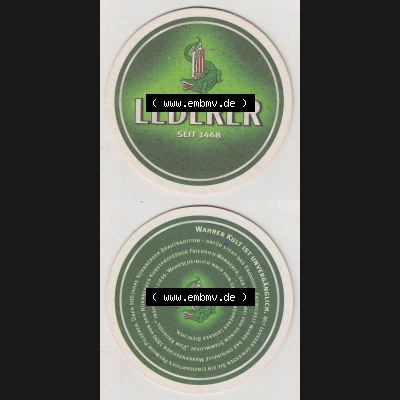 Bierdeckel Lederer, Seit 1468, Wahrer Kult ist unvergänglich. Premium Pilsener (3). Deutscher Katalog über deutsche Bierdeckel Lederer Bierkontor aus Bundesland... Sammlung