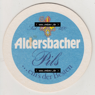 Bierdeckel Brauerei Aldersbach, Aldersbacher Pils, ... eins der Besten, Hefe-Abteilweizen, Original-Flaschengärung (1). Deutscher... Sammlung