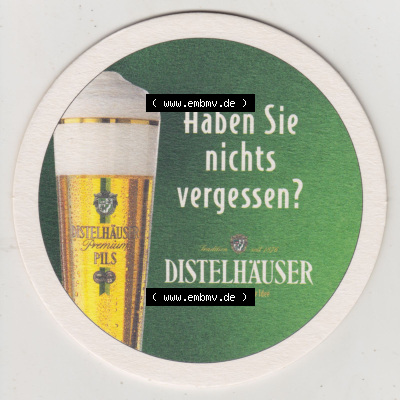 Bierdeckel Distelhäuser, Haben Sie nichts vergessen, immer eine frische Idee (1). Deutscher Katalog über die deutschen Bierdeckel... Sammlung