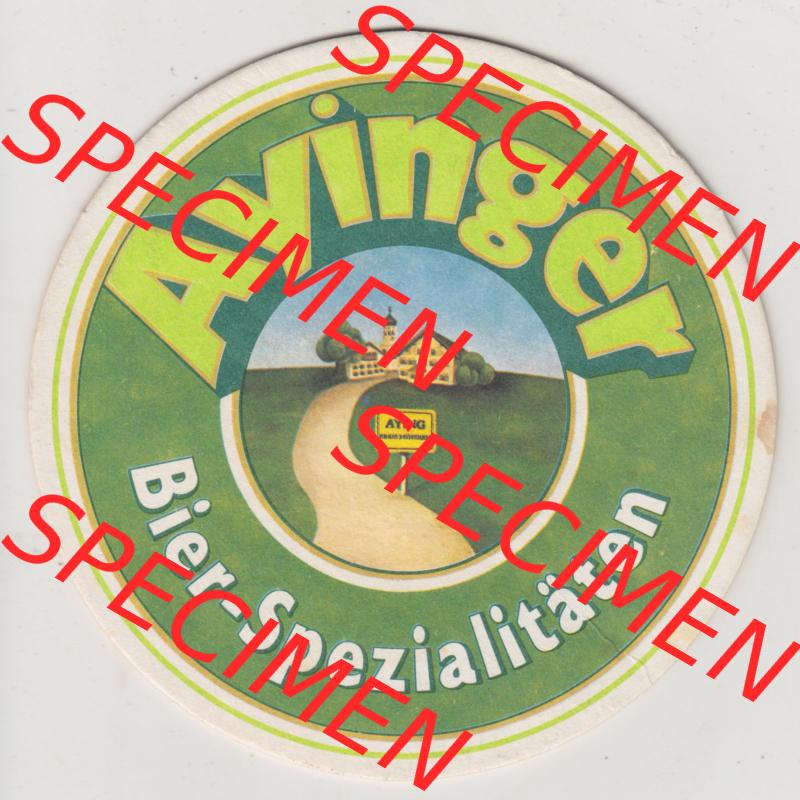 Bierdeckel Ayinger Bier-Spezialitäten, Karte von München der Brauerei Aying (1). Deutscher Katalog über deutsche Bierdeckel Brauerei Aying aus Bundesland Bayern zum... Sammlung