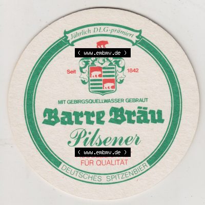 Bierdeckel Altstadt Alt, Ausgezeichnet mit Silbernen Preis der DLG, Barre Bräu Pilsener (2). Deutscher Katalog über deutsche Bierdeckel Privatbrauerei Ernst Johann... Sammlung