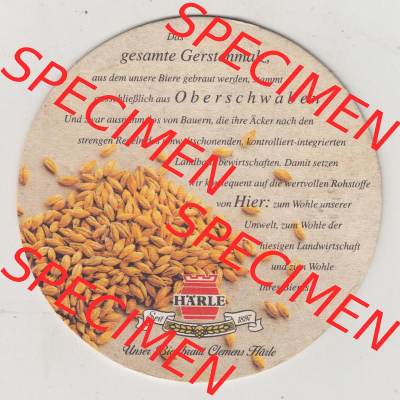 Bierdeckel Härle-Pils, Das feinherbe Edelbier mit dem frischen milden Geschmack. Nicht bitter aber deutlich geprägt vom Aroma (2). Deutscher Katalog über deutsche... Sammlung
