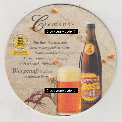 Bierdeckel Clemens-Spezial, Ein Bier das weit und breit seinesgleichen sucht, Dunkelblond in Glanz und Farbe (1). Deutscher Katalog... Sammlung