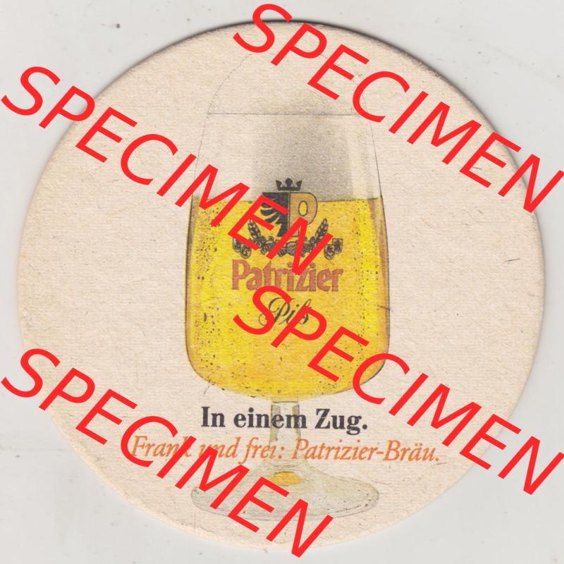 Bierdeckel Patrizier Pils, In einem Zug, FRank und frei Patrizier-Bräu, Die Englische Dampflok Adler Jungfernfahrt (1). Deutscher Katalog über deutsche Bierdeckel... Sammlung