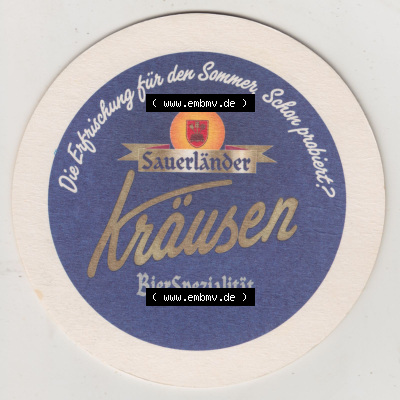 Bierdeckel Iserlohner Pilsener, Sauerländer Kräusen Bierspezialität, Die Erfrischung für den Sommer (2). Deutscher Katalog... Sammlung