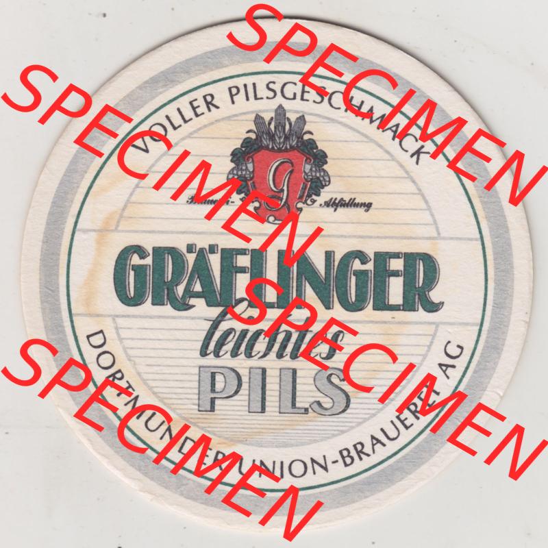 Bierdeckel Gräflinger leichter Pils, Dortmunder Union-Brauerei AG, Leicht solls sein und der volle Pilsgeschmack (1). Deutscher Katalog über deutsche Bierdeckel Dortmunder... Sammlung