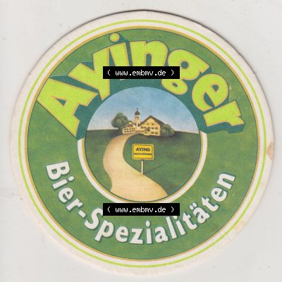 Bierdeckel Ayinger Bier-Spezialitäten, Karte von München der Brauerei Aying (1). Deutscher Katalog über deutsche Bierdeckel Brauerei Aying aus Bundesland Bayern zum... Sammlung