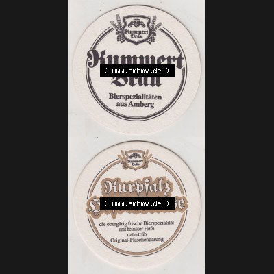 Bierdeckel Kummert Bräu, Bierspezialitäten aus Amberg, die obergärig frische Bierspezialität mit feinster Hefe (3). Deutscher Katalog über deutsche... Sammlung