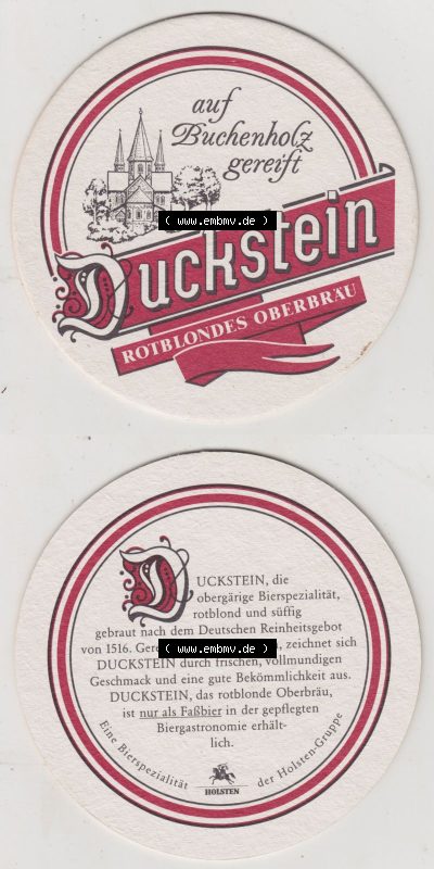 Bierdeckel Duckstein auf Buchenholz gereift, Rotblondes Oberbräu, Duckstein, die obergärige Bierspezialität rotblond und süffig... Sammlung