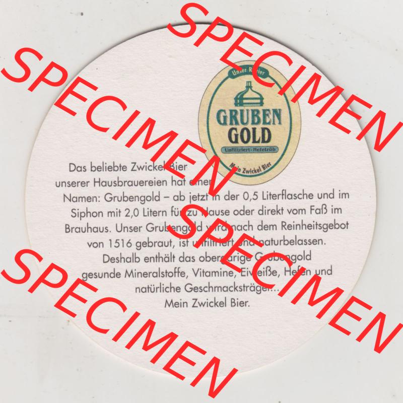 Bierdeckel Gruben Gold, Unser Revier, Mein Zwickel Bier, Das beliebte Zwickel Bier unserer Hausbrauerei hat einen Namen (2). Deutscher Katalog über deutsche Bierdeckel... Sammlung