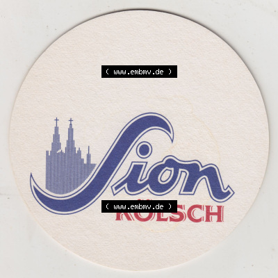 Bierdeckel Sion Kölsch, Beidseitig bredrucker Bierdeckel mit Großer und Kleiner Sion-Schrift (1). Deutscher Katalog über deutsche... Sammlung