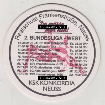 Bierdeckel Frankenheim Alt, der feine Unterschied, Realschule Frankenstraße, Neues, 2. Bundesliga KSK Konkordia Neuss (2). Deutscher Katalog über... Sammlung
