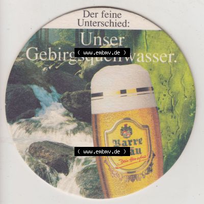 Bierdeckel Barre Bräu, Privatbrauerei Ernst Johann Barre, Original, Der feine Unterschied, UNser Gebirgsquellwasser (2). Deutscher Katalog über deutsche... Sammlung
