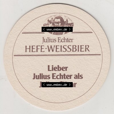 Bierdeckel Würzburger Hofbräu, Das Gute bewahrt. Seit 1643, Lieber Julius Echter als Julius Cäsar (2). Deutscher Katalog über deutsche Bierdeckel... Sammlung