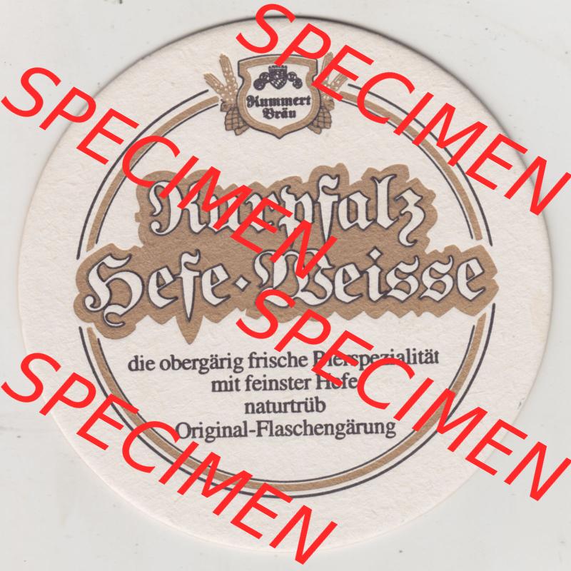 Bierdeckel Kummert Bräu, Bierspezialitäten aus Amberg, die obergärig frische Bierspezialität mit feinster Hefe (2). Deutscher Katalog über deutsche... Sammlung
