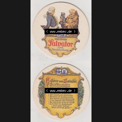 Bierdeckel Paulaner Salvator vom Nockherberg, Historie vom Salvator (3). Deutscher Katalog über deutsche Bierdeckel Paulaner Brauerei aus Bundesland Bayern zum katalogisieren... Sammlung