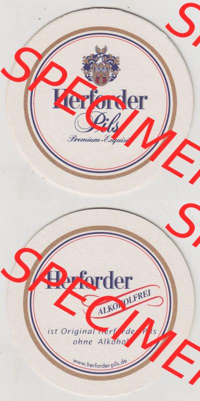 Bierdeckel Herforder Pils, Premium Exquisit, Alkoholfrei, Bierdeckel mit Herforder-Pils Webseiten-Adresse (3). Deutscher Katalog über deutsche Bierdeckel Herforder... Sammlung