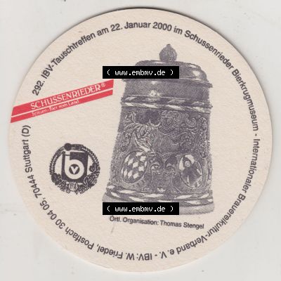Bierdeckel 2000, Schussenrieder Brauerei Ott, Trinkt Schussenrider, Original-Spezial, Schussenrieder Bierkrugmuseum (2). Deutscher Katalog über deutsche Bierdeckel... Sammlung