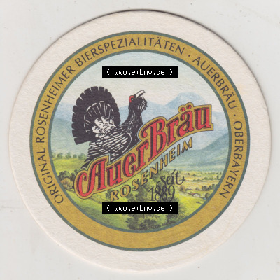 Bierdeckel Auer-Bräu Rosenheim seit 1889, Original Rosenheimer Bierspezialitäten Oberbayern (1). Deutscher Katalog über deutsche... Sammlung