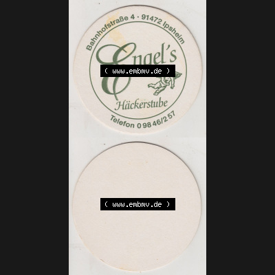 Bierdeckel Ipsheim Engels Häckerstube, mit einen Engel als Motiv (3). Deutscher Katalog über deutsche Bierdeckel Biermanufaktur Engel aus Bundesland Baden-Württemberg... Sammlung