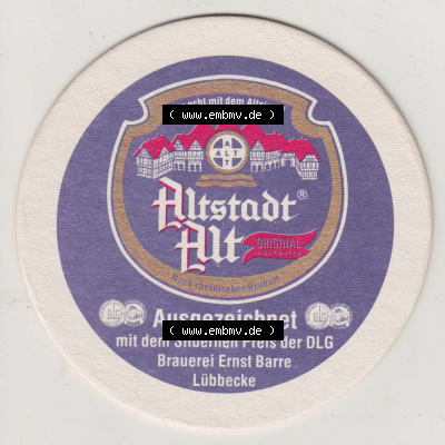 Bierdeckel Altstadt Alt, Ausgezeichnet mit Silbernen Preis der DLG, Barre Bräu Pilsener (1). Deutscher Katalog über deutsche... Sammlung