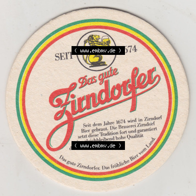 Bierdeckel Zirndorfer Brauerei, Das gute Zirndorfer seit 1674, Die Brauerei Zirndorf setzt die Tradition fort (1). Deutscher Katalog... Sammlung