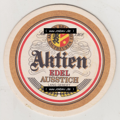 Bierdeckel Aktien Brauerei Kaufbeuren, Aktien Edel Ausstich und Aktien Bier Könner brauen für Kenner (1). Deutscher Katalog... Sammlung