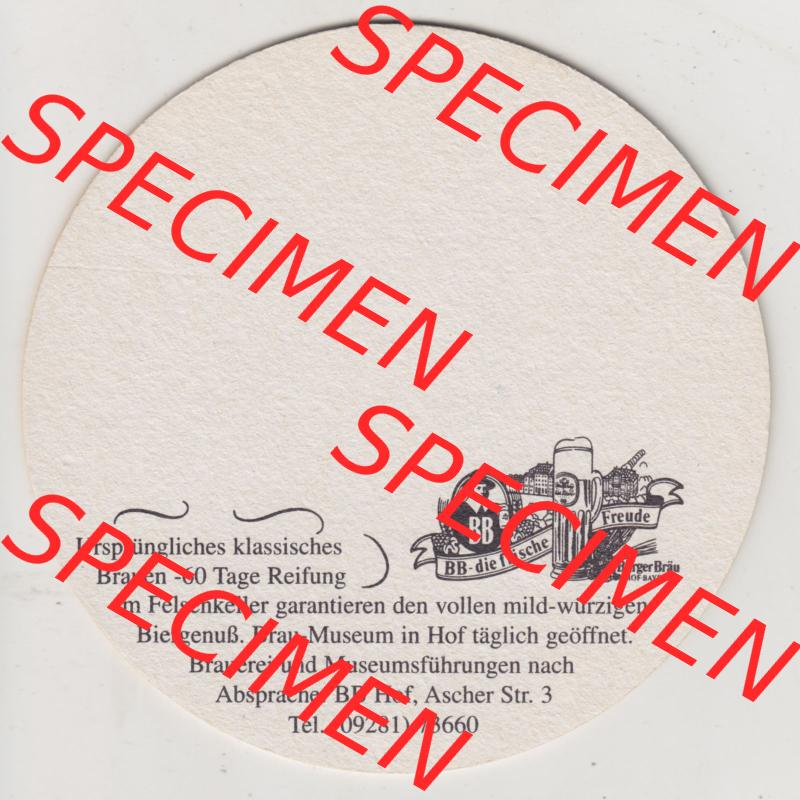 Bierdeckel Bürgerbräu Hof - BB-die frische Freude, Brauerei-Museum (4). Deutscher Katalog über deutsche Bierdeckel Bürgerbräu Hof, Brauerei-Museum... Sammlung