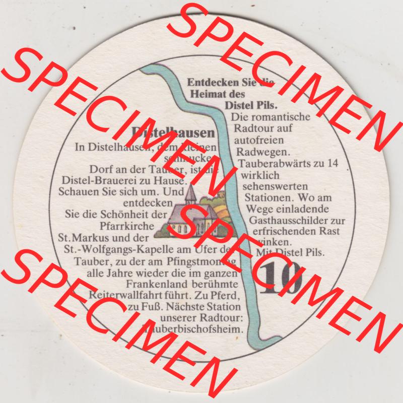 Bierdeckel Distel-PIls aus Distelhausen, Heimat des Distel Pils, 10. Karte mit Distelhausen (2). Deutscher Katalog über die deutschen Bierdeckel Distelhäuser... Sammlung