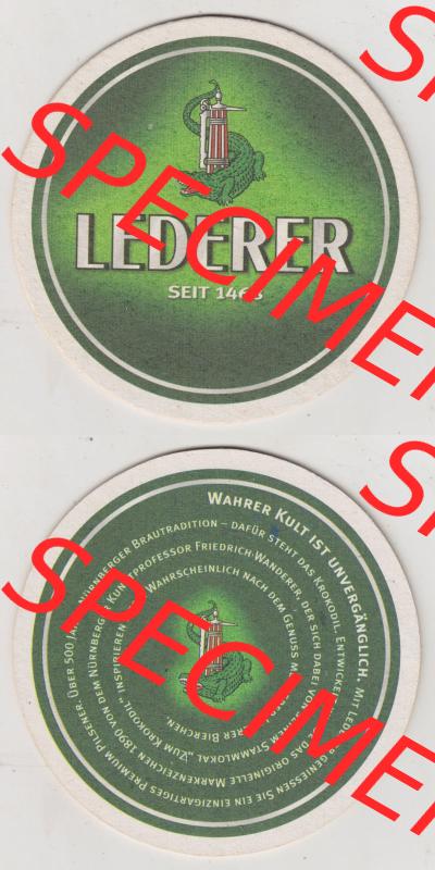 Bierdeckel Lederer, Seit 1468, Wahrer Kult ist unvergänglich. Premium Pilsener (3). Deutscher Katalog über deutsche Bierdeckel Lederer Bierkontor aus Bundesland... Sammlung