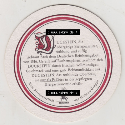 Bierdeckel Duckstein auf Buchenholz gereift, Rotblondes Oberbräu, Duckstein, die obergärige Bierspezialität rotblond und süffig... Sammlung