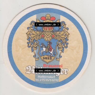 Bierdeckel Brauerei Rittmayer seit 1422, Hallerndorf (1). Deutscher Katalog über deutsche Bierdeckel Brauerei Rittmayer Hallerndorf... Sammlung