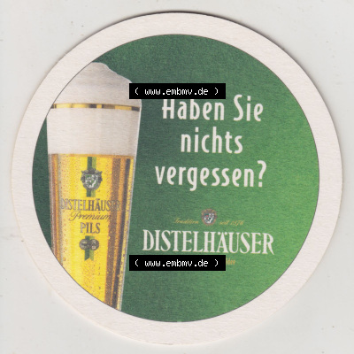 Bierdeckel Distelhäuser, Haben Sie nichts vergessen, immer eine frische Idee (2). Deutscher Katalog über die deutschen Bierdeckel... Sammlung