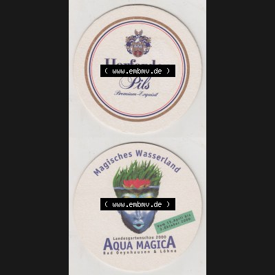 Bierdeckel 2000, Herforder Pils, Premium Exquisit, Magisches Wasserland, Landesgartenschau 2000 Aqua MagicA Bad Oeynhausen Löhne (3). Deutscher Katalog über... Sammlung