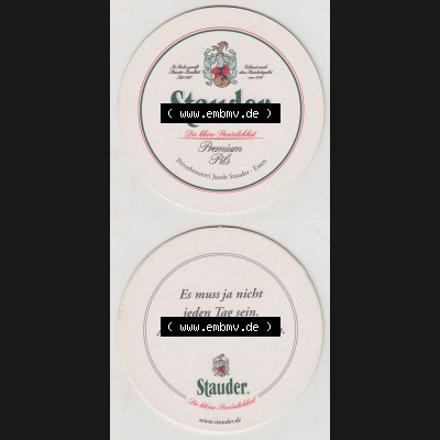 Bierdeckel Stauder Premium Pils, Es muss ja nicht jeden Tag sein. Aber schön wäre es doch (3). Deutscher Katalog über deutsche Bierdeckel Privatbrauerei Jacob... Sammlung