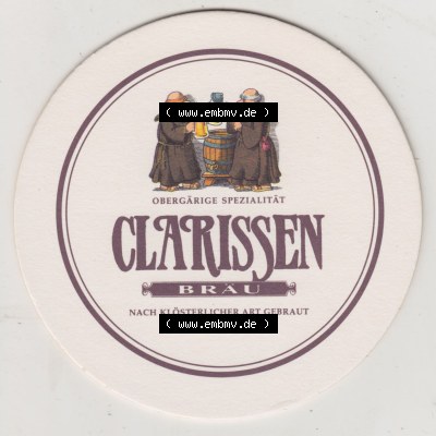 Bierdeckel Dortmunder Stifts-Brauerei, Clarissen-Bräu, nach klösterlicher Art gebraut (1). Deutscher Katalog über deutsche Bierdeckel Dortmunder Stifts-Brauerei... Sammlung