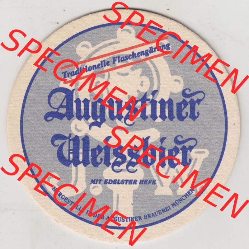 Bierdeckel Augustiner Weissbier, mit Dedelster Hefe, Augustiner Brauerei München (1). Deutscher Katalog über deutsche Bierdeckel Augustiner-Bräu aus Bundesland... Sammlung