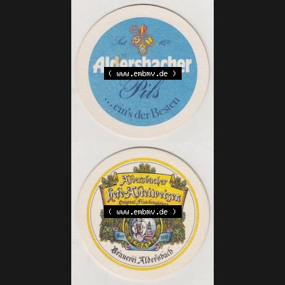 Bierdeckel Brauerei Aldersbach, Aldersbacher Pils, ... eins der Besten, Hefe-Abteilweizen, Original-Flaschengärung (3). Deutscher Katalog... Sammlung
