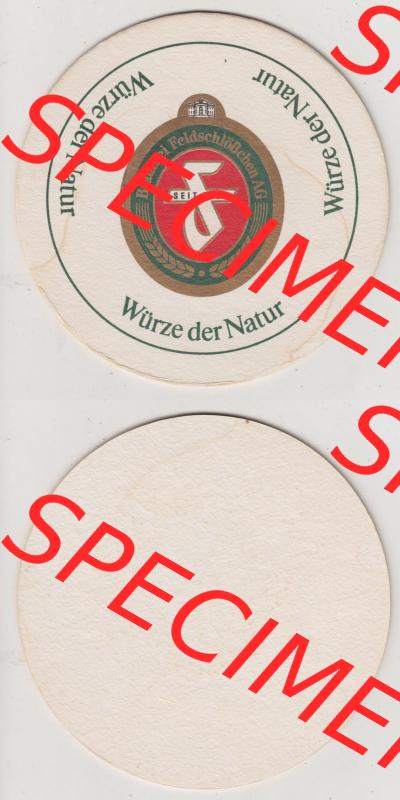 Bierdeckel Brauerei Feldschlößchen AG, Würze der Natur, Einseitiger Bierdeckel (3). Deutscher Katalog über deutsche Bierdeckel Feldschlößchen... Sammlung