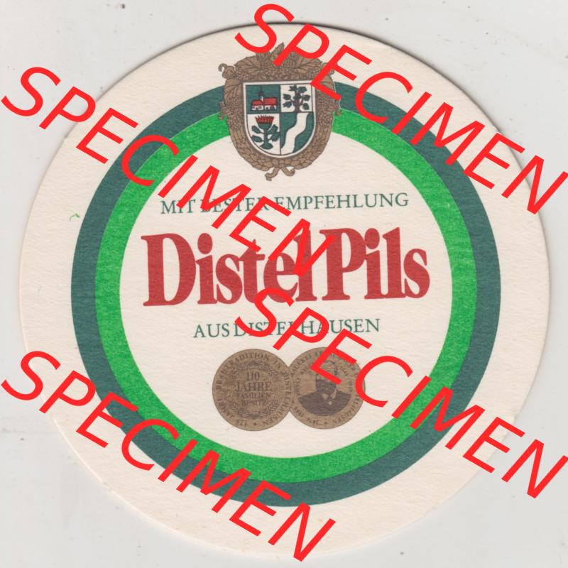 Bierdeckel Distel-PIls aus Distelhausen, Heimat des Distel Pils, 3. Karte mit Creglingen (1). Deutscher Katalog über die deutschen Bierdeckel Distelhäuser... Sammlung