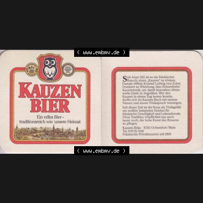 Bierdeckel Österreich Kauzen Bier, Ein edles Bier traditionsreich wie unsere Heimat (1). Katalog Bierdeckel Kauzen-Bräu aus Bundesland Niederösterreich in Österreich,... Sammlung