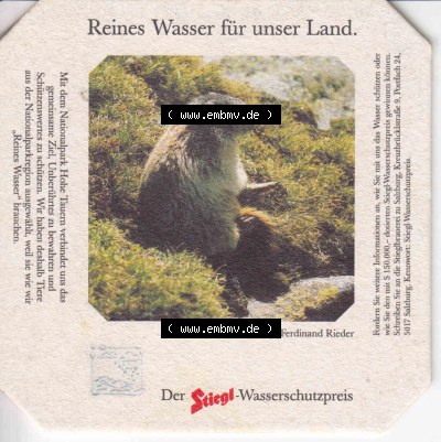 Bierdeckel Der Stiegl-Wassserschutzpreis Das Murmeltier (1). Katalog Bierdeckel Stieglbrauerei zu Salzburg aus Bundesland Salzburg... Sammlung