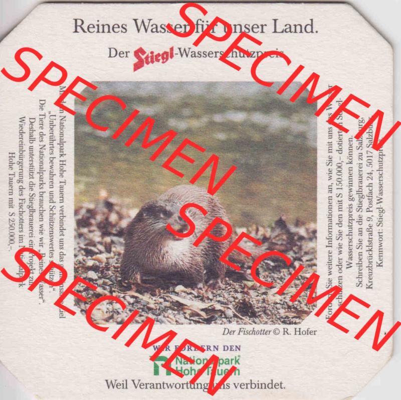 Bierdeckel Der Stiegl-Wassserschutzpreis Der Fischotter (1). Katalog Bierdeckel Stieglbrauerei zu Salzburg aus Bundesland Salzburg in Österreich, inoffizieller online Katalog... Sammlung