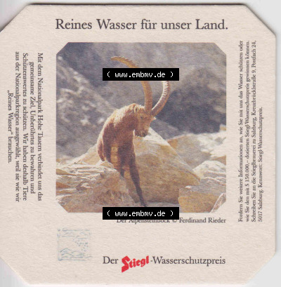 Bierdeckel Der Stiegl-Wassserschutzpreis Der Alpensteinbbock (1). Katalog Bierdeckel Stieglbrauerei zu Salzburg aus Bundesland... Sammlung