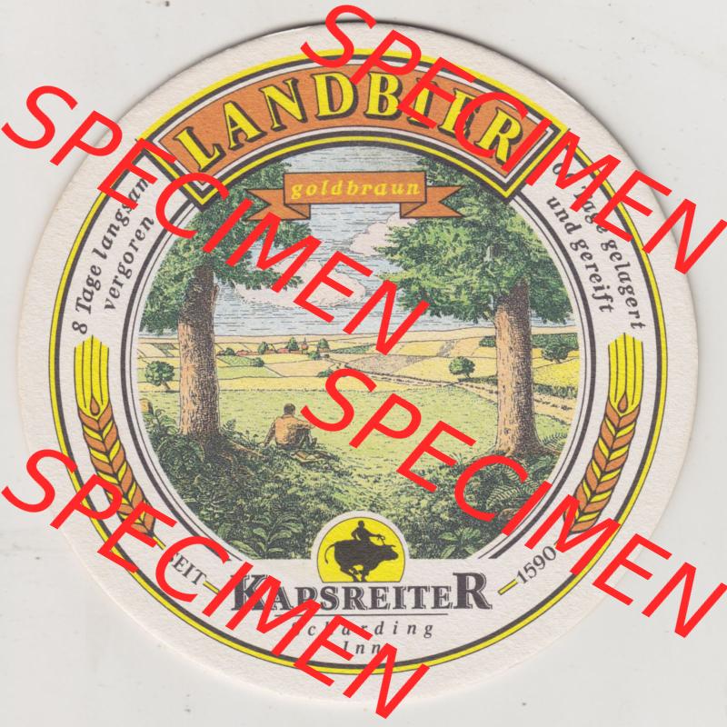 Bierdeckel Brauerei Kapsreiter, Schärding Inn, Österreich, Landbier, 8 Tage lagsam vergoren (1). Katalog Bierdeckel aus Brauerei Kapsreiter Bundesland... Sammlung