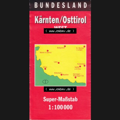 Landkarten Österreich, Bundesland Kärnten, West / Westen vor 2002, Kärnten-Osttirol West, vom Verlag Haupka Verlag, ISBN 3-89513-104-0 mit ehemaligen Ausgabepreis... Sammlung