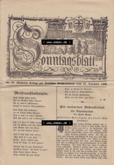 Deutschen Reichs-Zeitung 1888, Sonntagsblatt Cover Seite Sammlung