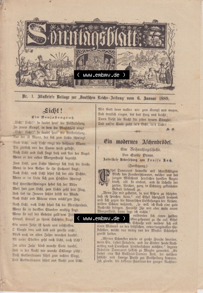 Deutschen Reichs-Zeitung 1889, Sonntagsblatt Cover Sammlung